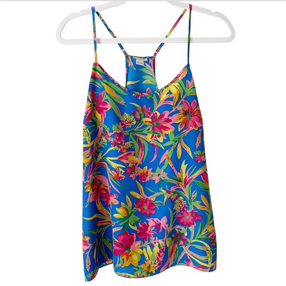 J. Crew Factory | Racerback Cami Tank Top Floral Tropical Hawaiian Size 6 - Picture 1 of 5